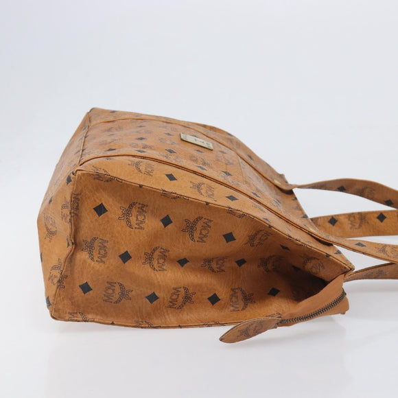 MCM Vicetos Logogram Tote Bag PVC Leather Brown Gold Auth 199646