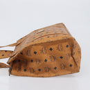 MCM Vicetos Logogram Tote Bag PVC Leather Brown Gold Auth 199646-4