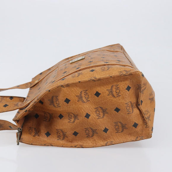 MCM Vicetos Logogram Tote Bag PVC Leather Brown Gold Auth 199646