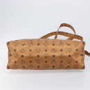 MCM Vicetos Logogram Tote Bag PVC Leather Brown Gold Auth 199646-5