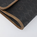 Christian Dior Honeycomb Canvas Shoulder Bag PVC Black Gold Auth 199648-14