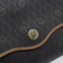 Christian Dior Honeycomb Canvas Shoulder Bag PVC Black Gold Auth 199648-17
