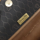 Christian Dior Honeycomb Canvas Shoulder Bag PVC Black Gold Auth 199648-18