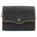 Christian Dior Honeycomb Canvas Shoulder Bag PVC Black Gold Auth 199648-13