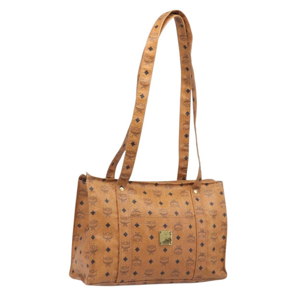 MCM Vicetos Logogram Tote Bag PVC Leather Brown Gold Auth 199649