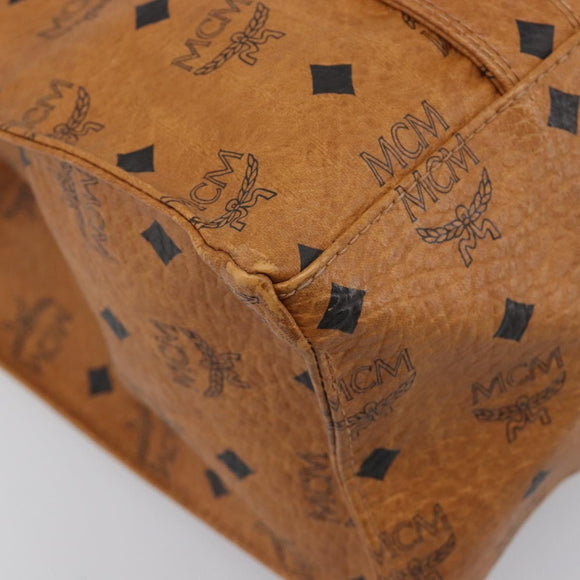 MCM Vicetos Logogram Tote Bag PVC Leather Brown Gold Auth 199649
