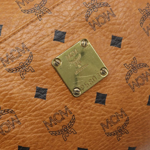 MCM Vicetos Logogram Tote Bag PVC Leather Brown Gold Auth 199649
