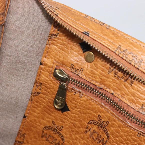 MCM Vicetos Logogram Tote Bag PVC Leather Brown Gold Auth 199649