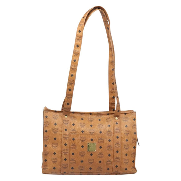 MCM Vicetos Logogram Tote Bag PVC Leather Brown Gold Auth 199649