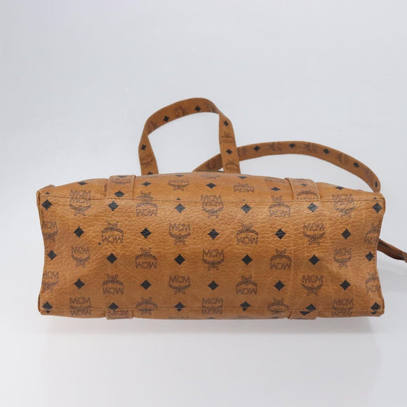 MCM Vicetos Logogram Tote Bag PVC Leather Brown Gold Auth 199649