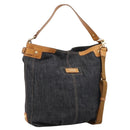 BURBERRY Blue Label Shoulder Bag Denim Navy Gold Auth 199650V-1