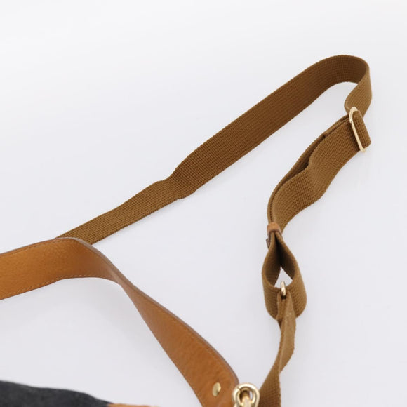 BURBERRY Blue Label Shoulder Bag Denim Navy Gold Auth 199650V