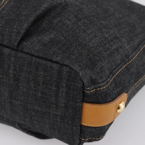 BURBERRY Blue Label Shoulder Bag Denim Navy Gold Auth 199650V