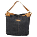 BURBERRY Blue Label Shoulder Bag Denim Navy Gold Auth 199650V-13