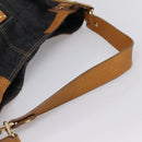 BURBERRY Blue Label Shoulder Bag Denim Navy Gold Auth 199650V-7
