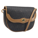 Christian Dior Honeycomb Canvas Shoulder Bag PVC Black Gold Auth 199651-1