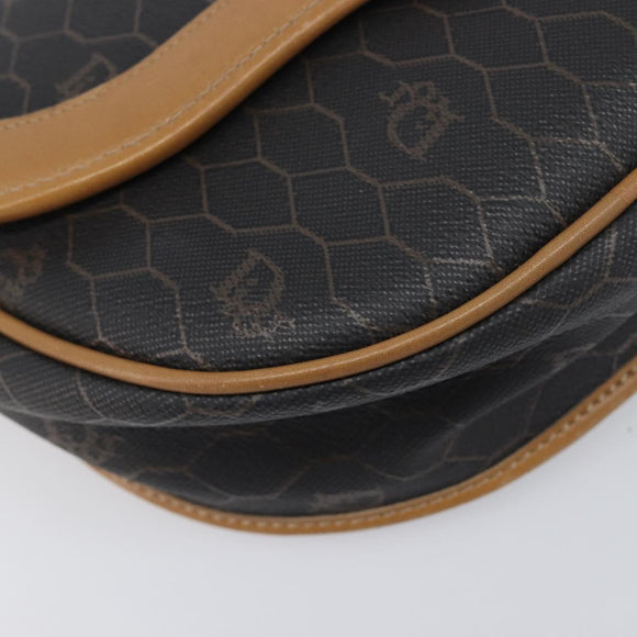 Christian Dior Honeycomb Canvas Shoulder Bag PVC Black Gold Auth 199651