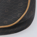 Christian Dior Honeycomb Canvas Shoulder Bag PVC Black Gold Auth 199651-13
