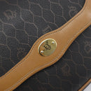 Christian Dior Honeycomb Canvas Shoulder Bag PVC Black Gold Auth 199651-14