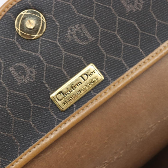 Christian Dior Honeycomb Canvas Shoulder Bag PVC Black Gold Auth 199651