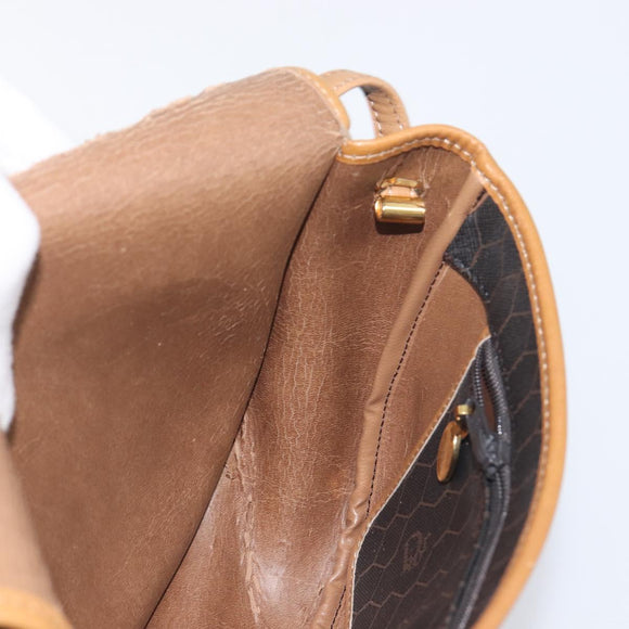 Christian Dior Honeycomb Canvas Shoulder Bag PVC Black Gold Auth 199651