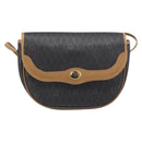 Christian Dior Honeycomb Canvas Shoulder Bag PVC Black Gold Auth 199651-2