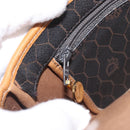 Christian Dior Honeycomb Canvas Shoulder Bag PVC Black Gold Auth 199651-21