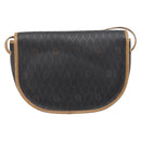 Christian Dior Honeycomb Canvas Shoulder Bag PVC Black Gold Auth 199651-3