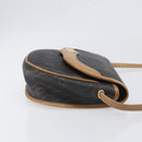 Christian Dior Honeycomb Canvas Shoulder Bag PVC Black Gold Auth 199651-4