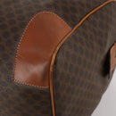 CELINE Macadam Canvas Boston Bag PVC Leather Brown Gold Auth 199652A-10