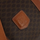 CELINE Macadam Canvas Boston Bag PVC Leather Brown Gold Auth 199652A-15
