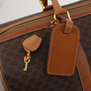 CELINE Macadam Canvas Boston Bag PVC Leather Brown Gold Auth 199652A-16