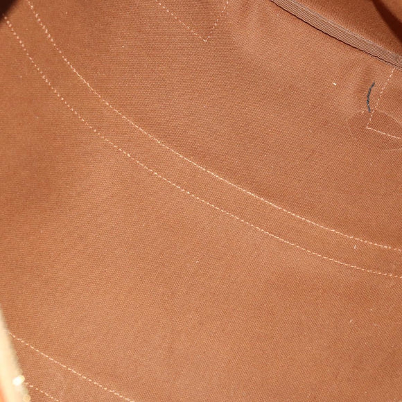 CELINE Macadam Canvas Boston Bag PVC Leather Brown Gold Auth 199652A