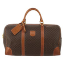 CELINE Macadam Canvas Boston Bag PVC Leather Brown Gold Auth 199652A-2
