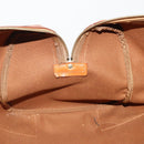 CELINE Macadam Canvas Boston Bag PVC Leather Brown Gold Auth 199652A-20