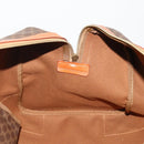 CELINE Macadam Canvas Boston Bag PVC Leather Brown Gold Auth 199652A-21