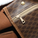CELINE Macadam Canvas Boston Bag PVC Leather Brown Gold Auth 199652A-22