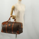 CELINE Macadam Canvas Boston Bag PVC Leather Brown Gold Auth 199652A-25