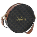 CELINE Triomphe Round Purse Shoulder Bag PVC Black Gold Auth 199654M-1