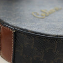 CELINE Triomphe Round Purse Shoulder Bag PVC Black Gold Auth 199654M-18