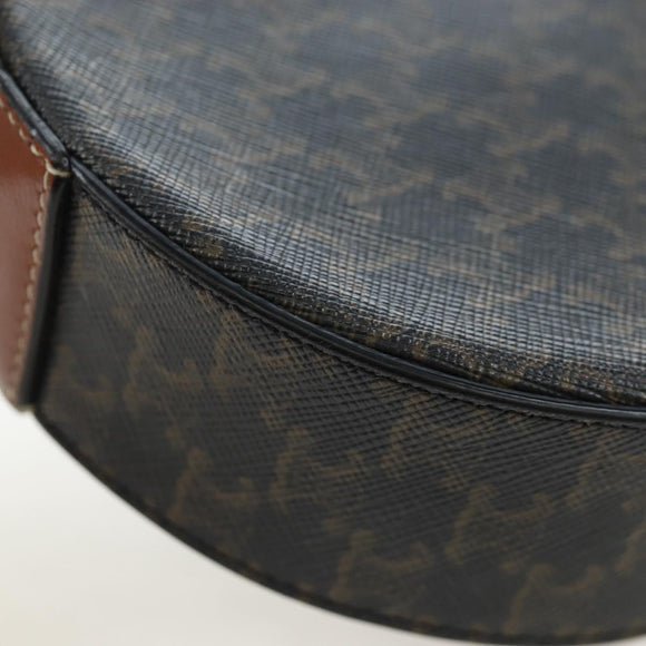 CELINE Triomphe Round Purse Shoulder Bag PVC Black Gold Auth 199654M
