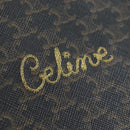 CELINE Triomphe Round Purse Shoulder Bag PVC Black Gold Auth 199654M-22