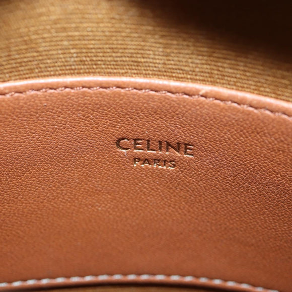 CELINE Triomphe Round Purse Shoulder Bag PVC Black Gold Auth 199654M