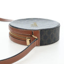 CELINE Triomphe Round Purse Shoulder Bag PVC Black Gold Auth 199654M-3
