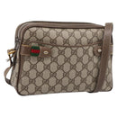 GUCCI GG Supreme Web Sherry Line Bag PVC Beige Gold 93 02 049 Auth 199656-1
