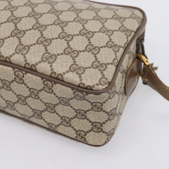 GUCCI GG Supreme Web Sherry Line Bag PVC Beige Gold 93 02 049 Auth 199656