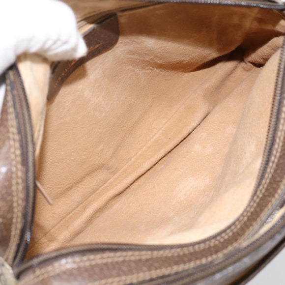 GUCCI GG Supreme Web Sherry Line Bag PVC Beige Gold 93 02 049 Auth 199656