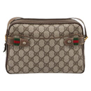 GUCCI GG Supreme Web Sherry Line Bag PVC Beige Gold 93 02 049 Auth 199656-2