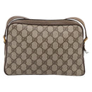 GUCCI GG Supreme Web Sherry Line Bag PVC Beige Gold 93 02 049 Auth 199656-3