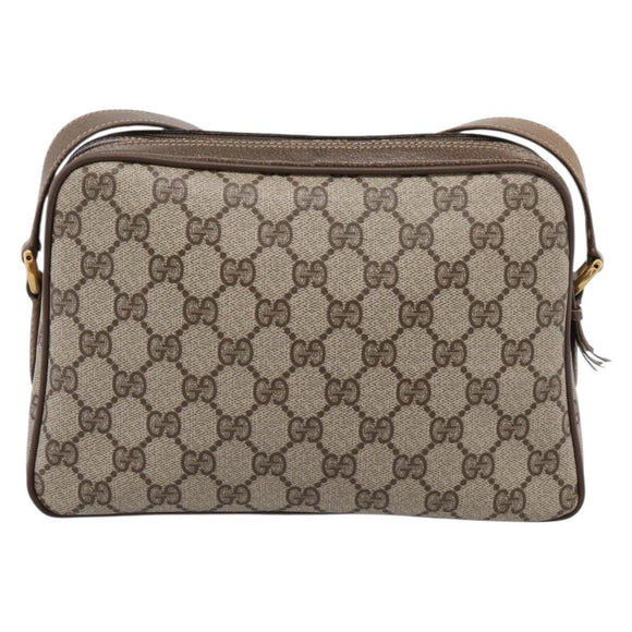 GUCCI GG Supreme Web Sherry Line Bag PVC Beige Gold 93 02 049 Auth 199656